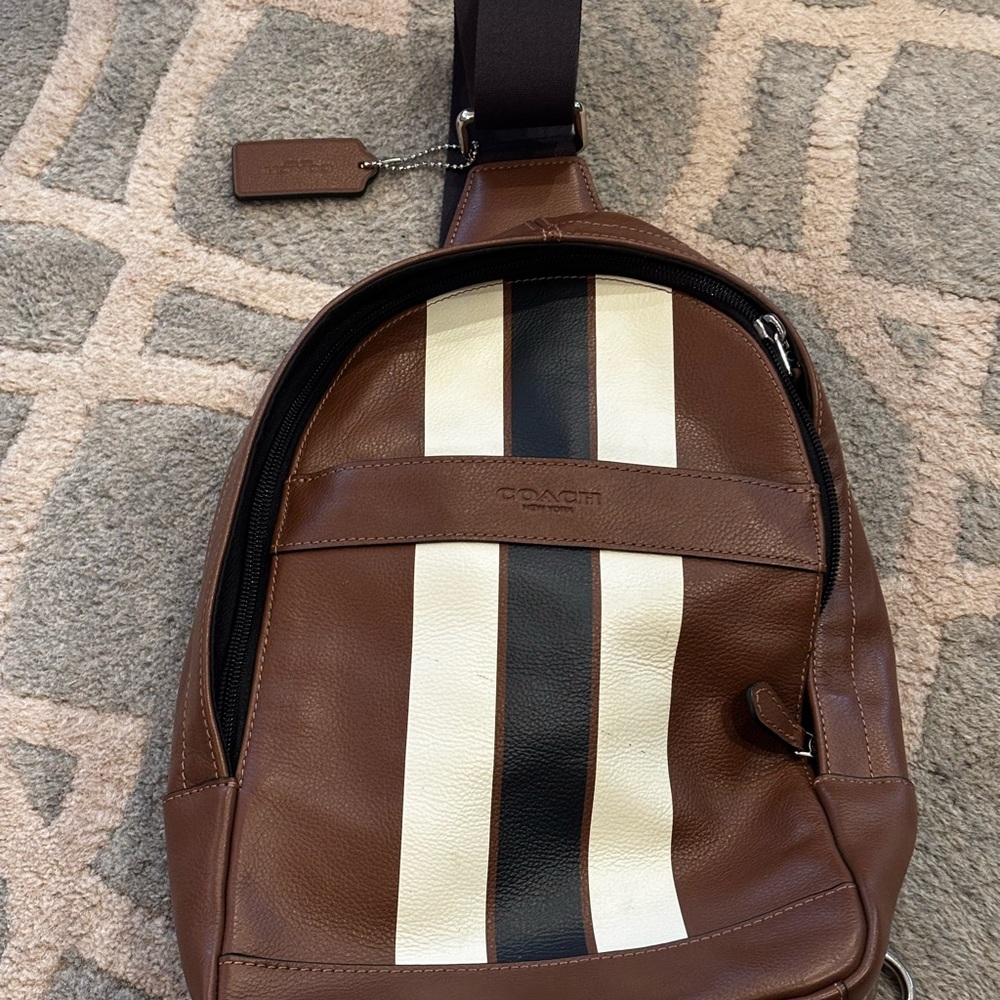 Coach Brown and White Belt Bag with Modern Elegance
